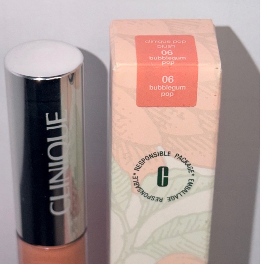 Clinique Pop Plush Creamy Lip Gloss 06 Bubblegum Pop Peach NIB - Picture 3 of 3